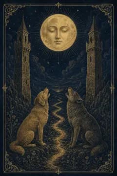 La carta de tarot La Luna del mazo Rider Waite Smith