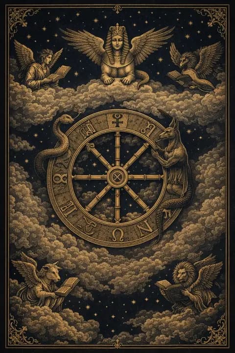 Wheel of Fortune from the Rider-Waite-Smith tarot deck, the card of cycles and turning points